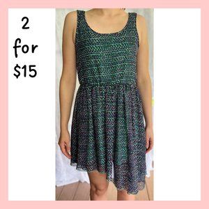 Material Girl Asymmetrical A-line Pop Art/Polka Dot Dress (dark teal) (size M)